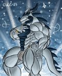  2013 5_fingers abs aged_down anthro biceps big_biceps big_bulge big_tail blue_background blue_horn blue_scales bulge clothed clothing colored digital_drawing_(artwork) digital_media_(artwork) dragon emotioncreator grey_clothing grey_scales grin horn humanoid_hands hyper hyper_muscles looking_at_viewer male manly mature_male multicolored_scales muscular muscular_male pecs portrait quads scales scalie serratus shaded side_view signature simple_background snout solo spyro_the_dragon standing teeth the_chronicler thong three-quarter_portrait toony topless triceps two_tone_scales video_games 