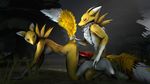  2016 3d_(artwork) all_fours anthro blue_eyes breasts butt canine digimon digital_media_(artwork) doggy_(disambiguation) doggystyle duo erection female filmmaker forest fox from_behind_position fur invalid_tag male male/female mammal nude open_mouth penis renamon sex source source_filmmaker syralith tailgrab tree tuft white_fur yellow_fur 