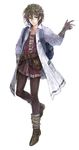  atelier_(series) atelier_totori bag belt boots brown_eyes brown_hair coat curly_hair full_body glasses gloves highres kishida_mel male_focus marc_mcbrine official_art simple_background solo white_background 