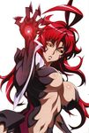  abdomen amaha_masane black_sclera breasts cleavage face_markings large_breasts long_hair navel red_hair witchblade yellow_eyes 