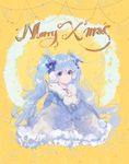  bad_id bad_pixiv_id blue_eyes blue_hair blue_ribbon choker christmas closed_mouth constellation constellation_print earmuffs frills fur_trim hair_ribbon hatsune_miku leaf leaf_background long_hair merry_christmas poncho ribbon say_hana smile solo star twintails vocaloid yellow_background 