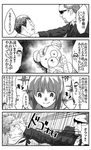  2boys boko_(girls_und_panzer) chouno_masahiro comic downtown_no_gaki_no_tsukai_ya_arahende!! facial_hair girls_und_panzer greyscale highres monochrome multiple_boys nishizumi_miho ooarai_school_uniform persikaki short_hair stubble stuffed_animal stuffed_toy sunglasses teddy_bear translation_request tsukitei_housei 