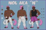  abs anthro athletic backsack balls border butt clothed clothing color_swatch erection flat_colors grin hair hand_on_hip humanoid_penis male mammal model_sheet monkey multiple_angles nipples nokemy nude pecs penis pink_hair primate pubes rear_view shirt shorts signature solo tank_top 