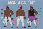  abs anthro athletic backsack balls border butt clothed clothing color_swatch flaccid flat_colors grin hair hand_on_hip male mammal model_sheet monkey multiple_angles navel nipples nokemy nude pecs penis pink_hair primate pubes rear_view shirt shorts signature solo tank_top uncut 