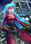  1girl ass belt blue_hair blush bodysuit breasts gloves king_of_fighters kula_diamond long_hair long_tongue open_mouth pants peeing peeing_self purple_eyes rolling_eyes runny_makeup ryona saliva shiny shiny_clothes shiny_hair skin_tight snk soramin stomach_punch tears the_king_of_fighters tight_pants tongue tongue_out very_long_hair vomit zipper 