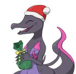  artist_request christmas_hat eyes_closed furry no_humans open_mouth pokemon salazzle santa_hat solo 