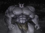 2016 abs akhara balls biceps big_muscles canine clothing demon glowing glowing_eyes horn hybrid invalid_tag loincloth looking_at_viewer male mammal muscular muscular_male navel pecs penis red_eyes snow solo winter wolf 