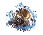  animal_ears boots brown_eyes brown_hair curly_hair feathers full_body granblue_fantasy hair_ornament harvin instrument long_hair minaba_hideo musical_note official_art pointy_ears robertina_(granblue_fantasy) solo transparent_background tuba 