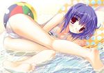  ass ball beach blue_hair cameltoe hazuki_sakura pastel swim_ring swimsuit wet yukiusagi 