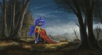  blue_eyes clothed clothing cosmic_hair day equine female feral friendship_is_magic grass hooves horn mammal my_little_pony outside princess_luna_(mlp) shamanguli sky smile solo standing tree unicorn 