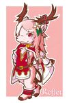 1girl artist_request blush character_request christmas_hat copyright_request deer female flower full_body furry long_hair pink_hair plant red_eyes solo 