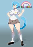  animal_humanoid anthro blue_fur blush breasts cartoon_network cat cat_humanoid clothed clothing feline female fist_up footwear fur hair humanoid looking_up mammal mature_female mother nicole_watterson panties parent shoes short_hair skirt socls solo the_amazing_world_of_gumball underwear whiskers 