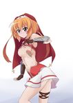  1boy 1girl areolae blush breasts chantez_arpinion lyrical_nanoha mahou_shoujo_lyrical_nanoha_vivid nun orange_hair penis photo_(moeeki) purple_eyes small_breasts underboob 