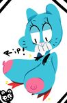  anthro big_breasts blue_fur breasts cartoon_network cat clenched_teeth clothing exposed_breasts feline female fur huge_breasts looking_down mammal mature_female mother nicole_watterson nipples parent pink_nipples pink_nose raamskorge shocked solo surprise teeth the_amazing_world_of_gumball torn_clothing whiskers 