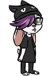  2016 anthro beanie blue_eyes buckteeth cat_beanie clothed clothing disney eyewear fan_character female glasses hair hair_over_eye hat inkyfrog lagomorph mammal purple_hair rabbit simple_background solo standing teeth white_background young zootopia 