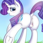  2016 absurd_res anatomically_correct anatomically_correct_pussy animal_genitalia animal_pussy anus atmosseven blush butt clitoris cutie_mark dock equine equine_pussy eyeshadow female feral friendship_is_magic hair hi_res hooves horn long_hair looking_at_viewer makeup mammal my_little_pony open_mouth outside pussy pussy_juice rarity_(mlp) solo underhoof unicorn 