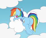  butt cloud cutie_mark equine female friendship_is_magic hair looking_back mammal mr_rottson multicolored_hair my_little_pony outside pegasus rainbow_dash_(mlp) solo wings 