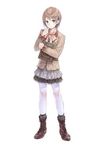  atelier_(series) atelier_totori blazer book brown_hair duplicate filly_erhard full_body green_eyes hair_ornament hairclip jacket kishida_mel lowres official_art pantyhose shoes short_hair shy skirt solo white_legwear 