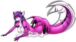  2016 alpha_channel anthro areola big_breasts black_fur breasts butt canine female fin fur goo hair long_hair looking_at_viewer lying madamsquiggles mammal marine merfolk nipples nude on_front pink_nipples purple_eyes purple_fur purple_hair selene_leni solo transformation tuft white_fur 