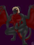  3_toes 5_fingers anthro digitigrade dragon herm horn intersex jalen maleherm masturbation penis pussy simple_background solo thick_tail toes tongue tongue_out vene wings 
