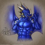  abs anthro dokiestudioz dragon fangs horn male muscular nude solo teeth wings 