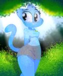  anthro big_thighs blue_fur cartoon_network cat clothed clothing eyelashes feline female flutteringpie fur hands_behind_back mammal mature_female mother nicole_watterson parent pink_nose shadow skirt smile solo the_amazing_world_of_gumball whiskers wide_hips 