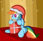  christmas equine female friendship_is_magic gift hair hair_over_eyes hat holidays mammal mr_rottson multicolored_hair my_little_pony pegasus rainbow_dash_(mlp) smile solo wings 