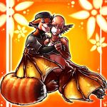  anthro clothed clothing dokiestudioz duo female hat hug male male/female mammal red_panda sitting smile unknown_species 