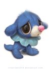  2016 ambiguous_gender big_eyes black_eyes blue_fur crying cute english_text feral fur looking_at_viewer nintendo nude open_mouth pink_nose pok&eacute;mon popplio realistic sad signature silverfox5213 simple_background slime tears text video_games white_background white_fur 
