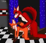  2016 5_fingers anal anal_penetration anthro balls blush butt canine crossover cum cum_in_ass cum_inside cum_on_penis cum_while_penetrated cumshot detailed_background disney duo ejaculation erection five_nights_at_freddy&#039;s floor fox foxblaster.dae foxy_(fnaf) fur humanoid_penis male male/male mammal naughty_face nick_wilde orgasm penetration penis smile star text video_games zootopia 