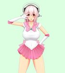  1girl bishoujo_senshi_sailor_moon breasts cosplay headphones large_breasts long_hair nitroplus pink_hair red_eyes sailor_moon_(cosplay) super_sonico 