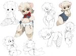  anthro bow caprine clothed clothing cub female fishnet fur looking_at_viewer mammal navel noriburu rear_view sheep sitting smile solo standing underwear vest white_fur young 