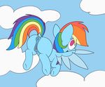  anus butt clitoris cloud equine female feral friendship_is_magic hair looking_at_viewer looking_back mammal mr_rottson multicolored_hair my_little_pony open_mouth outside pegasus pussy rainbow_dash_(mlp) solo wings 