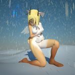  3d_(artwork) anthro ashnar breasts digital_media_(artwork) eyes_closed featureless_crotch female hair jackalope lagomorph mammal nipples nude outside solo 