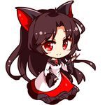  animal_ears blush_stickers brooch brown_hair chibi dress fingernails imaizumi_kagerou jewelry long_fingernails long_sleeves looking_at_viewer lowres nail_polish red_eyes red_nails renren_(ah_renren) simple_background solo touhou white_background wide_sleeves wolf_ears 