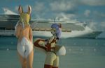  3d_(artwork) anthro ashnar breasts butt cruise_ship digital_media_(artwork) duo female jackalope lagomorph mammal nipples nude open_mouth outside rodent squirrel standing wings 