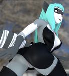  3d_(artwork) anthro ashnar breasts butt clothed clothing digital_media_(artwork) female legwear mammal open_mouth pussy raccoon solo thigh_highs 