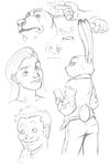  2016 akiric anthro bear black_and_white cellphone clothed clothing disney english_text female group human judy_hopps lagomorph looking_at_viewer looking_back male mammal monochrome phone polar_bear rabbit rear_view simple_background sketch sketch_page text white_background zootopia 