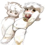  anthro blush caprine clothing cub fur horn looking_at_viewer male mammal navel noriburu sheep smile standing underwear white_fur young 