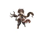  balurga belt boots brown_hair earrings full_body granblue_fantasy harvin jewelry mask mask_on_head mechanical_arm minaba_hideo multicolored_hair official_art pointy_ears red_eyes red_hair scar scarf short_hair solo transparent_background two-tone_hair 