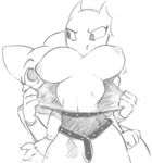  anthro argonian big_breasts bouncing_breasts breasts cat clothed clothing digital_media_(artwork) duo feline female fur humanoid katia_managan khajiit mammal monochrome nipples oblivion prequel quill-weave reptile scalie simple_background sketch standing the_elder_scrolls unknown_artist video_games webcomic white_background 