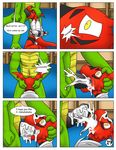  comic cum digimon guilmon hector21314 invalid_color karate reptile scalie 