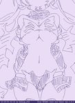  1girl artist_request breasts condom female garada_k7 hat long_hair monochrome navel pussy robot_girls_z sketch skirt solo 