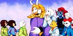  &lt;3 alphys animated_skeleton asgore_dreemurr asriel_dreemurr bone boss_monster caprine chara_(undertale) child crown dialoguelostloop eye_patch eyewear fish fur glasses goat group horn human lab_coat lizard long_ears mammal marine outside papyrus_(undertale) pendant protagonist_(undertale) reptile sans_(undertale) scalie skeleton star stripes tears toriel undead undertale undyne video_games white_fur young 