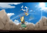  anime armor axe canide canine fight fizz_(lol) invalid_tag jackal league league_of_legends legends mammal melee_weapon nasus_(lol) polearm samaraka spear sun video_games weapon 