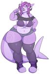  anthro clothed clothing elmelie female fish hair horn looking_at_viewer marine obese overweight shark solo standing tweedabop wide_hips 