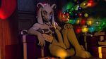  2016 3d_(artwork) anthro asriel_dreemurr black_fur boss_monster caprine christmas christmas_present christmas_tree digital_media_(artwork) english_text erection fur goat hat holidays horn long_ears looking_at_viewer male mammal monster multicolored_fur navel nude penis santa_hat smile solo text tree undertale video_games white_fur yamimarik1994 