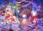  ahoge aqua_eyes aqua_hair artist_name ass bell bell_collar breasts bucket bunny candy carrot christmas christmas_tree cleavage collar commentary condom flower food gift hatsune_miku highres jingle_bell licking lollipop long_hair lying medium_breasts merry_christmas mirrorks on_stomach one_eye_closed panties snow_bunny snowdrop_(flower) snowflakes snowman striped striped_panties swirl_lollipop tongue twintails underwear vibrator vocaloid yuki_miku yukine_(vocaloid) 
