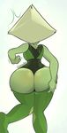  2016 alien big_butt blonde_hair blushmallet butt cartoon_network clothed clothing female gem green_skin hair legwear peridot_(steven_universe) presenting presenting_hindquarters steven_universe 