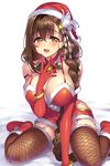  christmas cleavage fishnets gan kanpani_girls shirayuri_sakura stockings thighhighs 